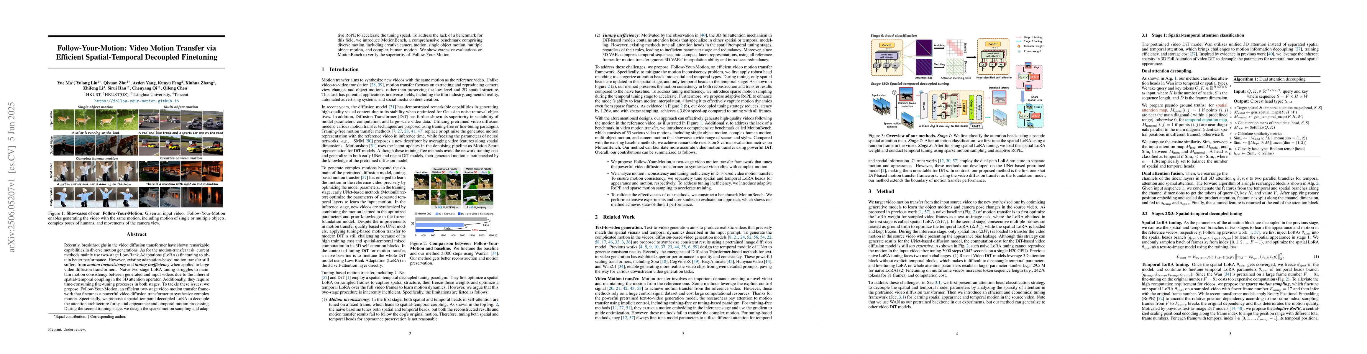 Thumbnail for Follow-Your-Motion: Video Motion Transfer via Efficient Spatial-Temporal
  Decoupled Finetuning
