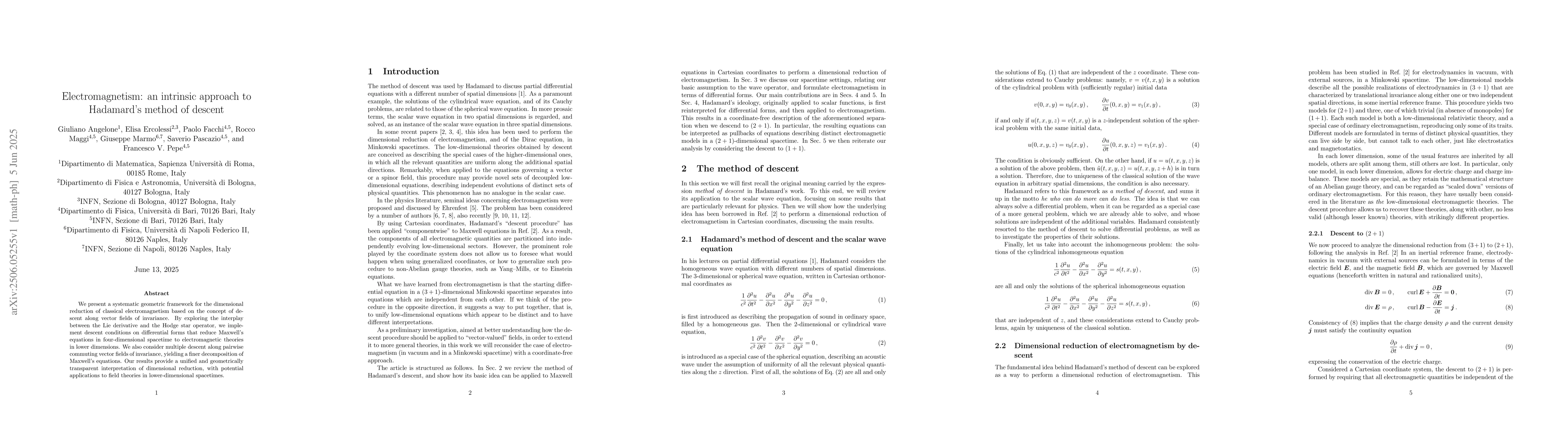 Thumbnail for Electromagnetism: an intrinsic approach to Hadamard's method of descent