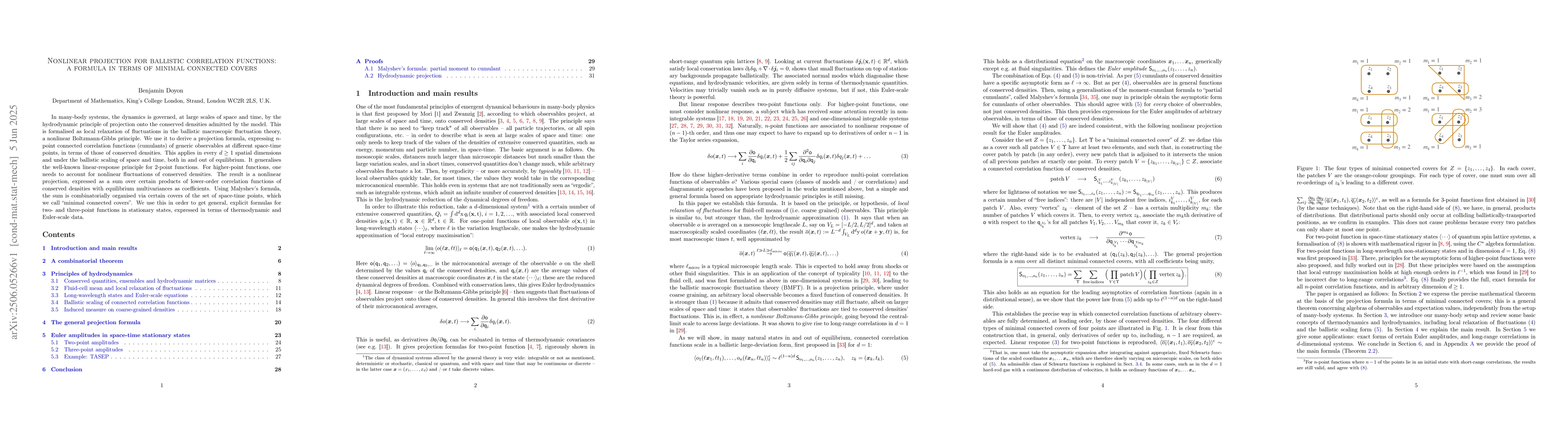 Thumbnail for Nonlinear projection for ballistic correlation functions: a formula in
  terms of minimal connected covers