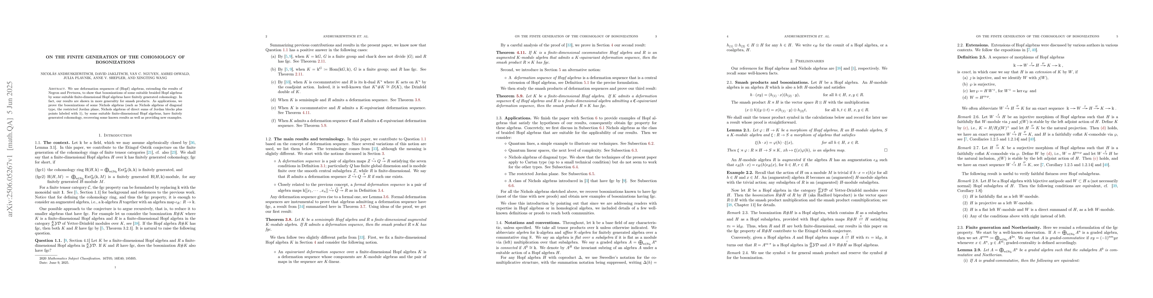 Thumbnail for On the finite generation of the cohomology of bosonizations