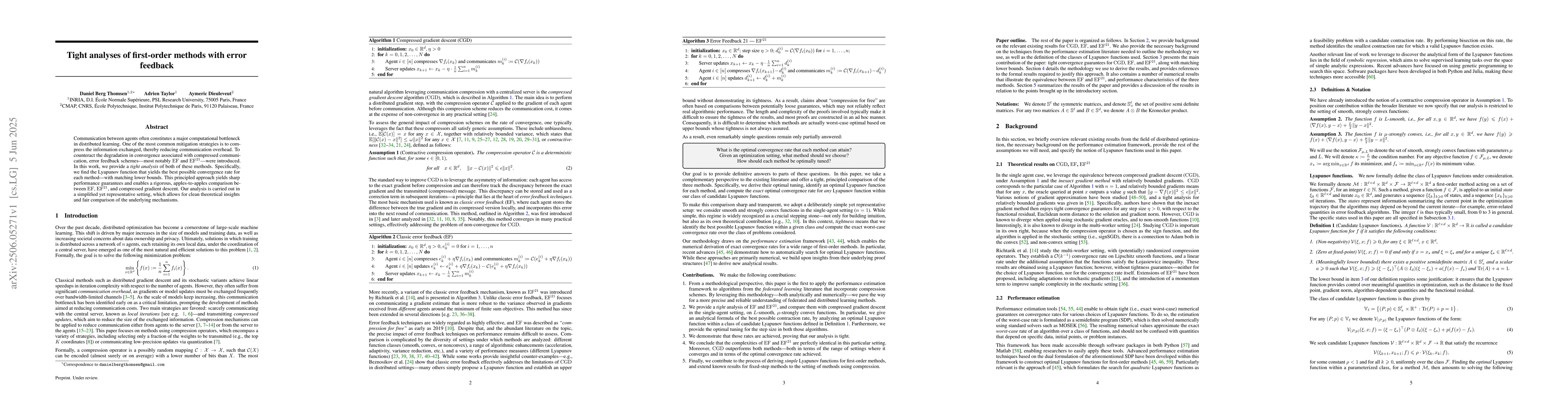 Thumbnail for Tight analyses of first-order methods with error feedback
