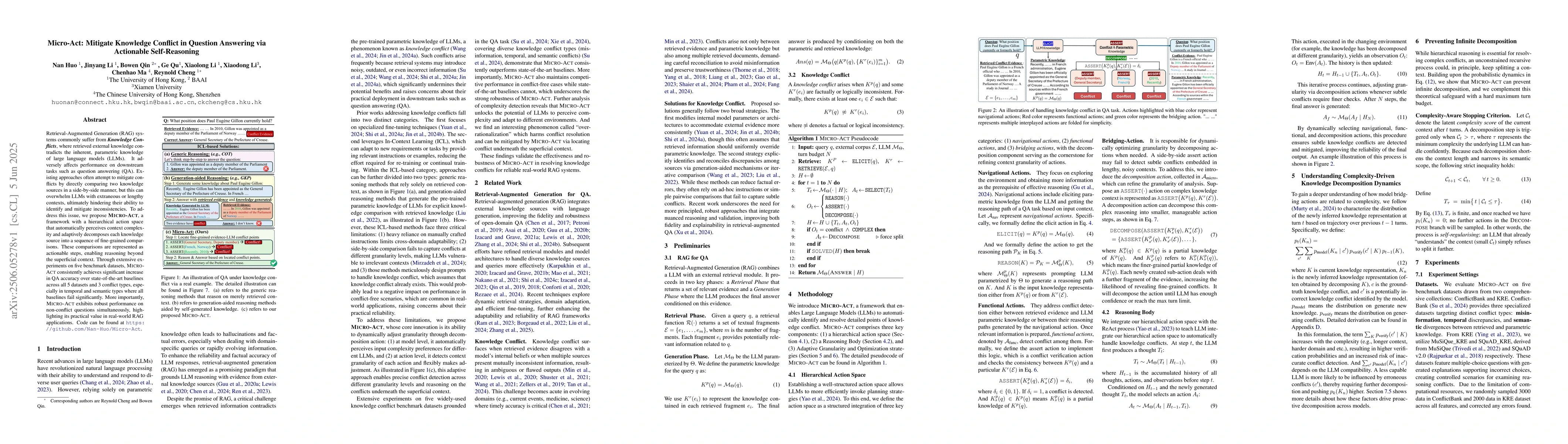 Thumbnail for Micro-Act: Mitigate Knowledge Conflict in Question Answering via
  Actionable Self-Reasoning