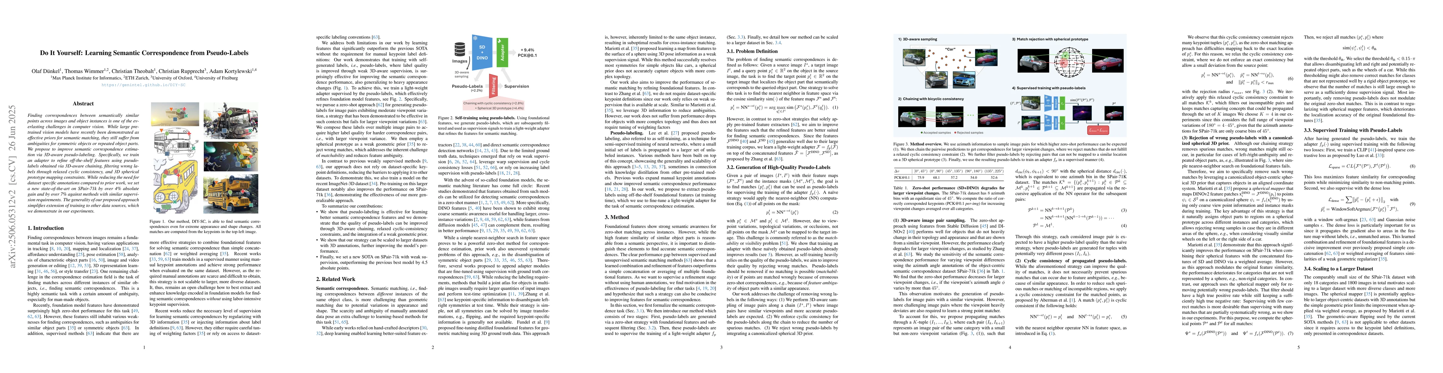 Thumbnail for Do It Yourself: Learning Semantic Correspondence from Pseudo-Labels
