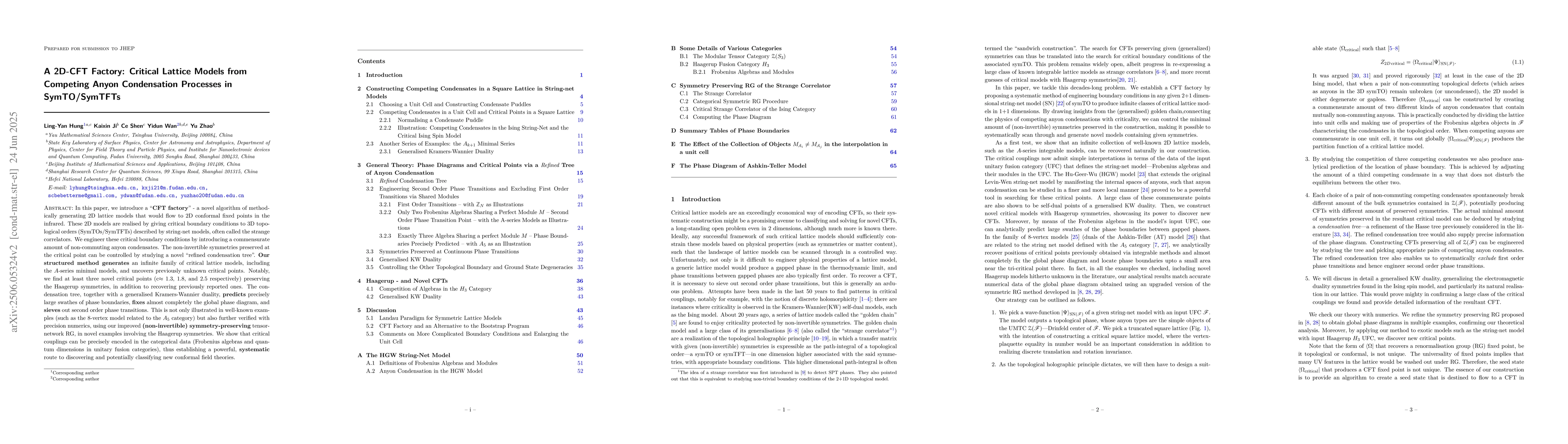 Thumbnail for A 2D-CFT Factory: Critical Lattice Models from Competing Anyon
  Condensation Processes in SymTO/SymTFT