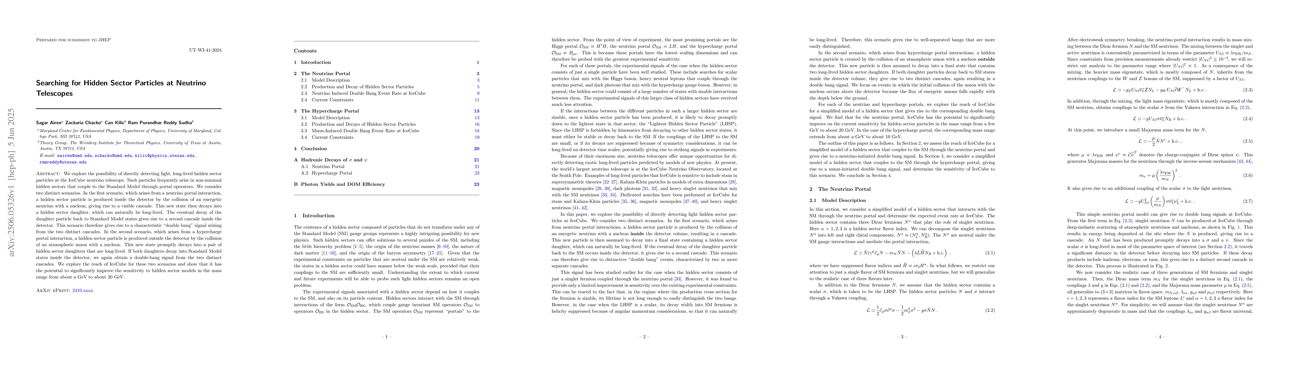 Thumbnail for Searching for Hidden Sector Particles at Neutrino Telescopes