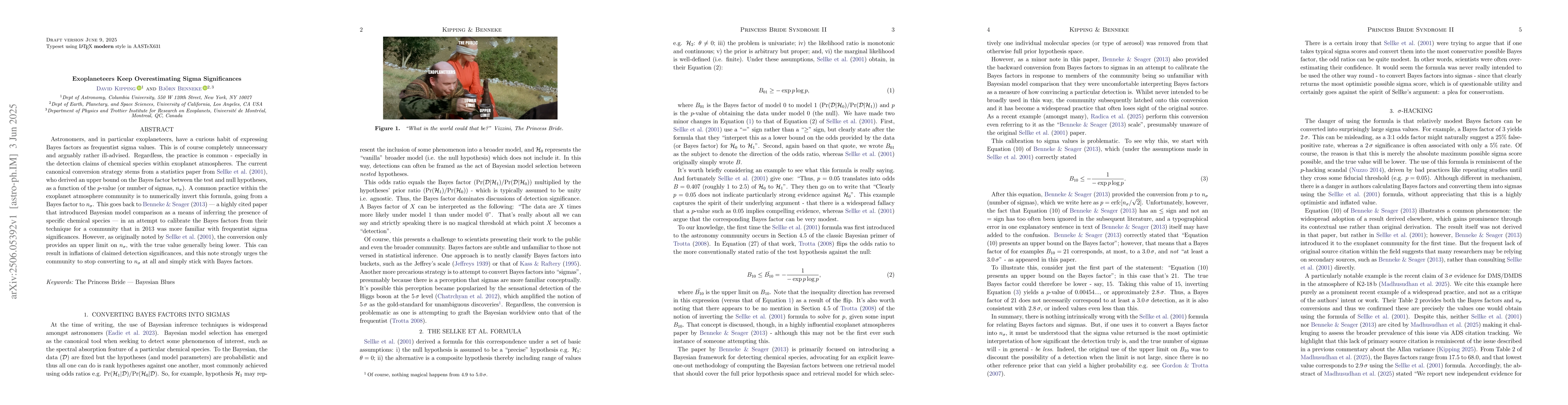 Thumbnail for Exoplaneteers Keep Overestimating Sigma Significances
