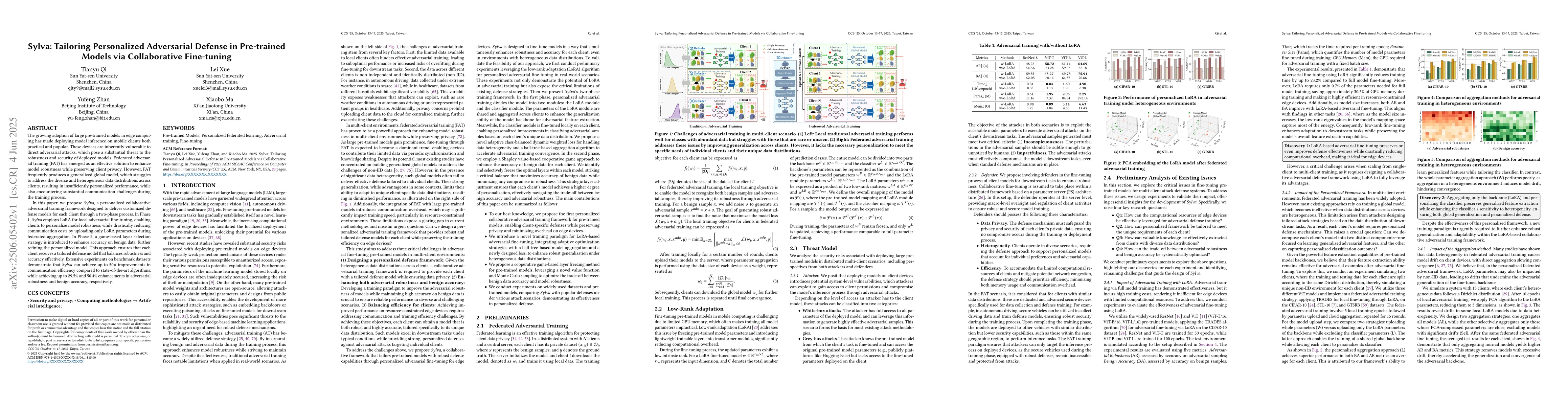 Thumbnail for Sylva: Tailoring Personalized Adversarial Defense in Pre-trained Models
  via Collaborative Fine-tuning