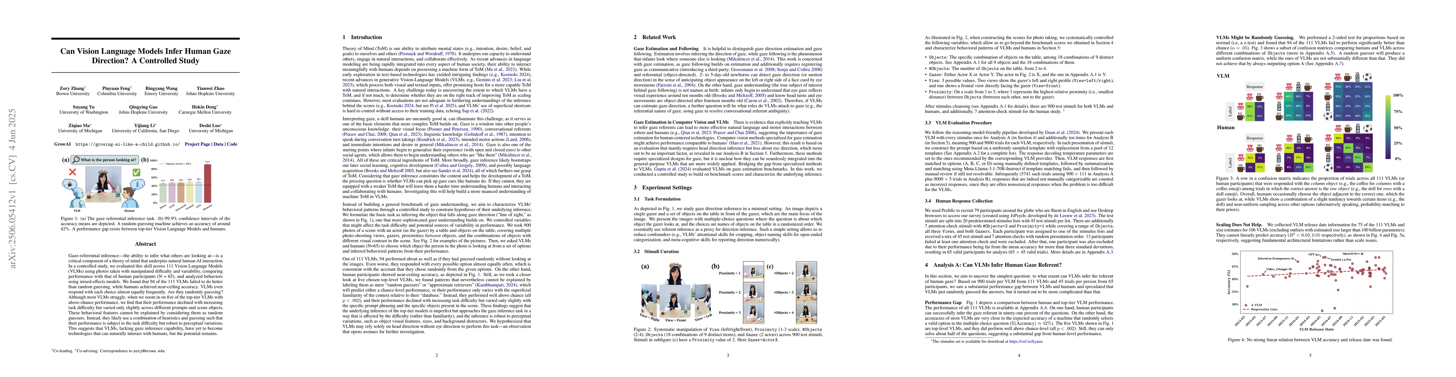 Thumbnail for Can Vision Language Models Infer Human Gaze Direction? A Controlled
  Study