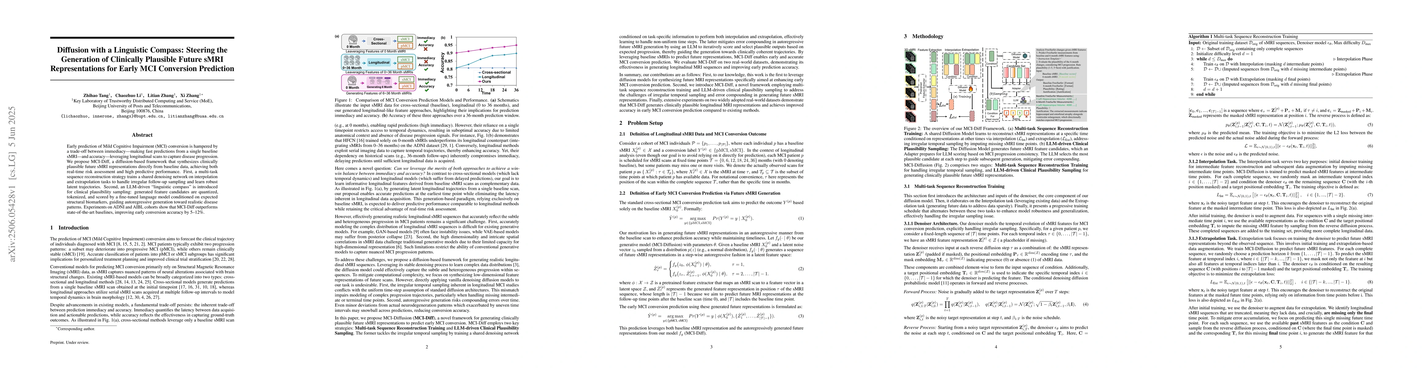 Thumbnail for Diffusion with a Linguistic Compass: Steering the Generation of
  Clinically Plausible Future sMRI Representations for Early MCI Conversion
  Prediction