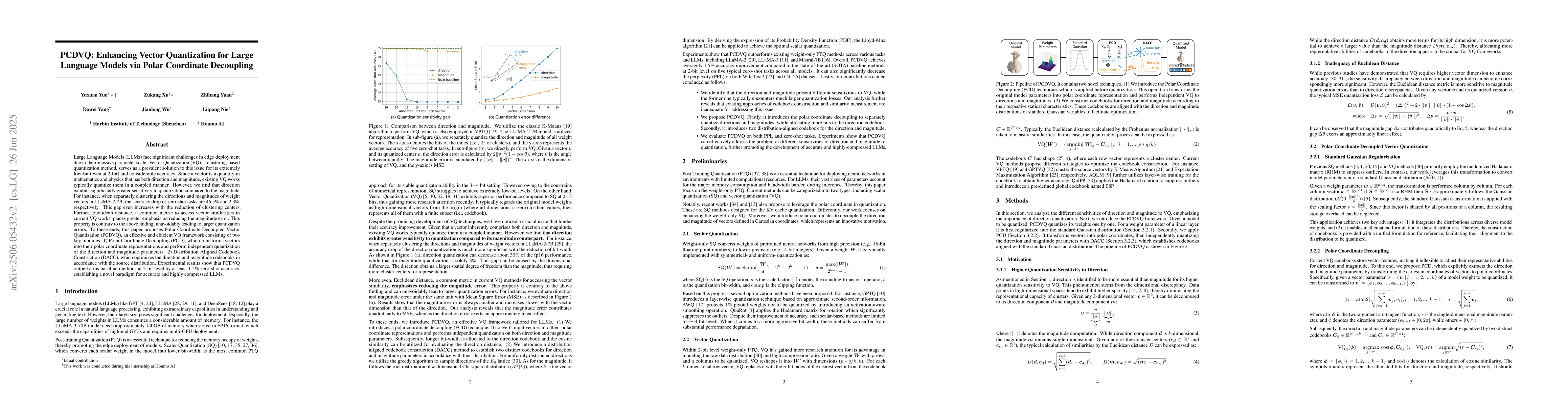 Thumbnail for PCDVQ: Enhancing Vector Quantization for Large Language Models via Polar
  Coordinate Decoupling