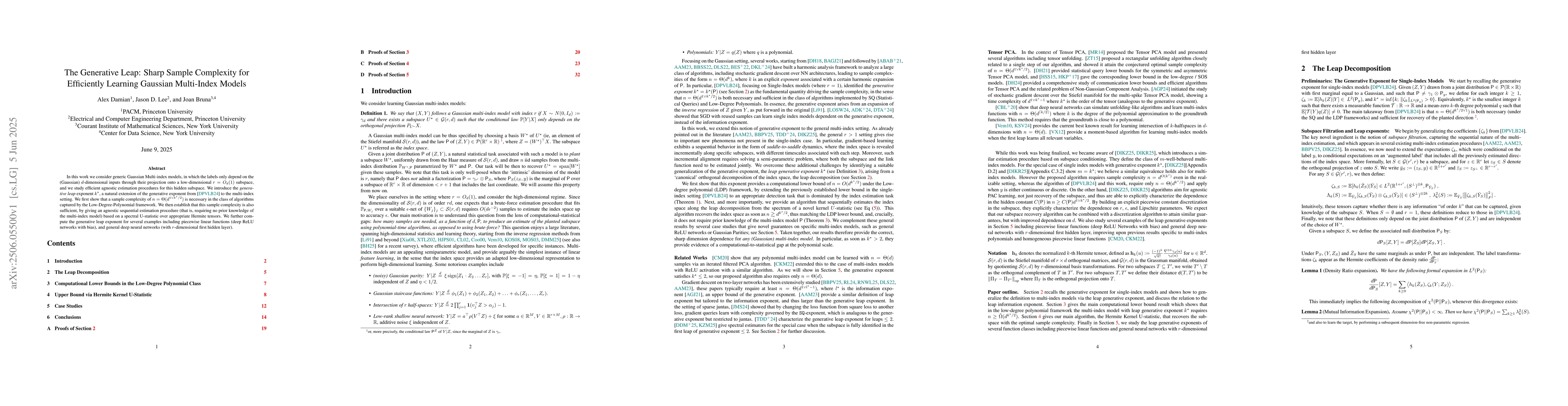 Thumbnail for The Generative Leap: Sharp Sample Complexity for Efficiently Learning
  Gaussian Multi-Index Models