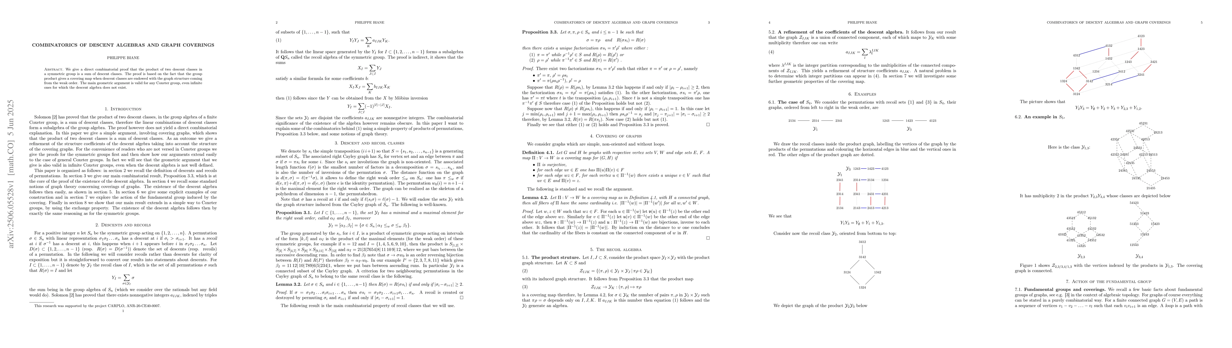 Thumbnail for Combinatorics of descent algebras and graph coverings