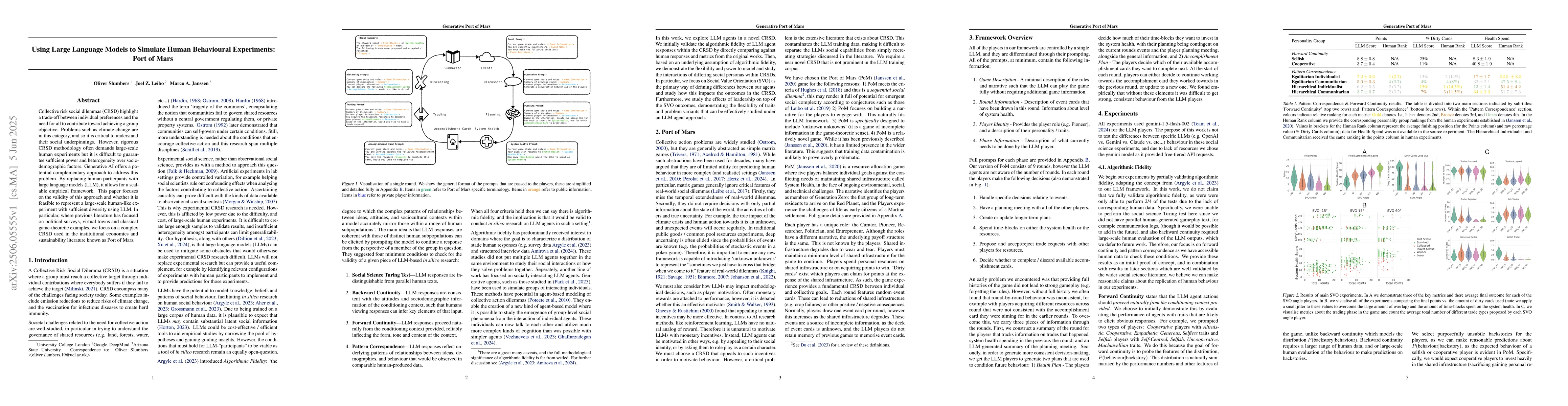 Thumbnail for Using Large Language Models to Simulate Human Behavioural Experiments:
  Port of Mars