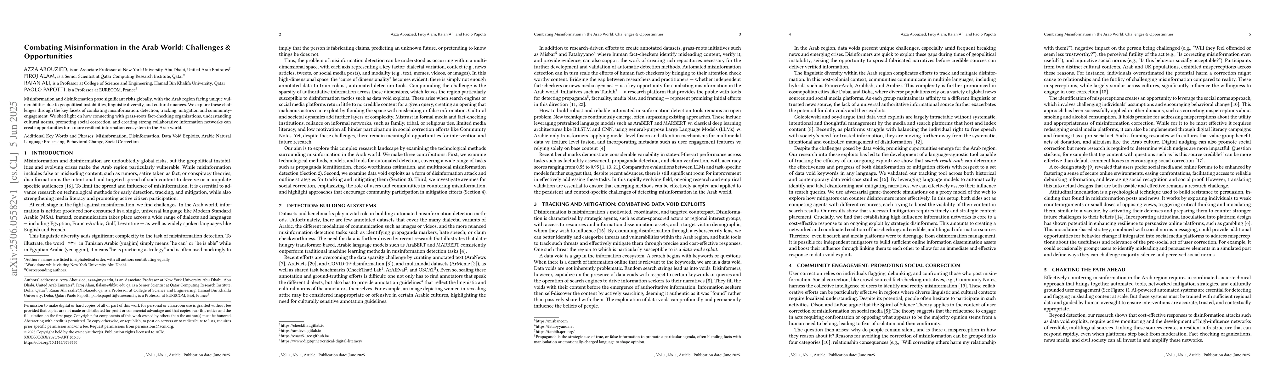 Thumbnail for Combating Misinformation in the Arab World: Challenges & Opportunities