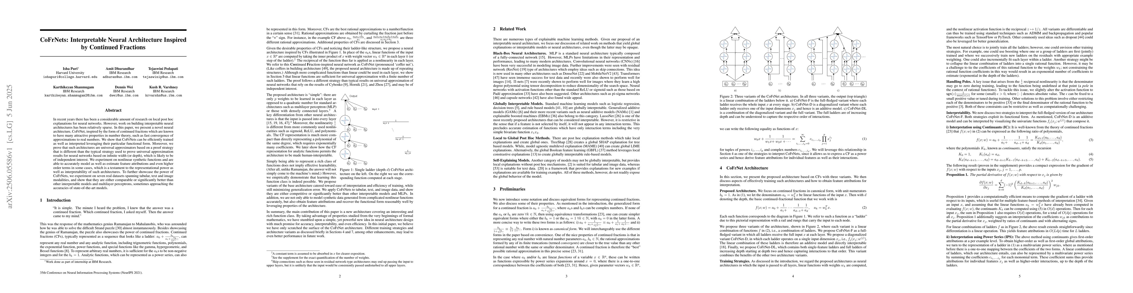 Thumbnail for CoFrNets: Interpretable Neural Architecture Inspired by Continued
  Fractions