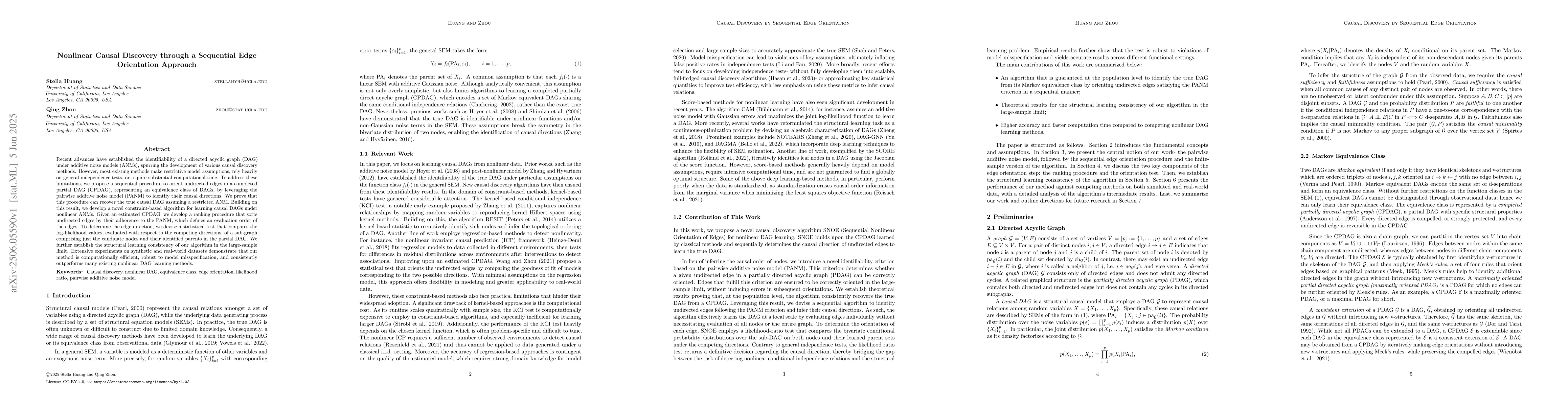 Thumbnail for Nonlinear Causal Discovery through a Sequential Edge Orientation
  Approach