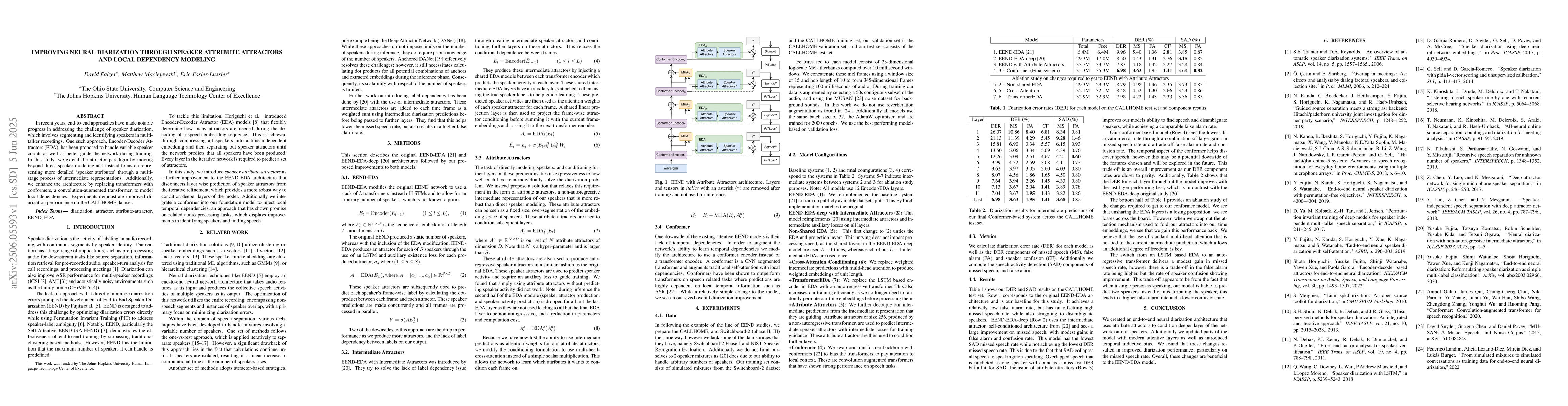 Thumbnail for Improving Neural Diarization through Speaker Attribute Attractors and
  Local Dependency Modeling