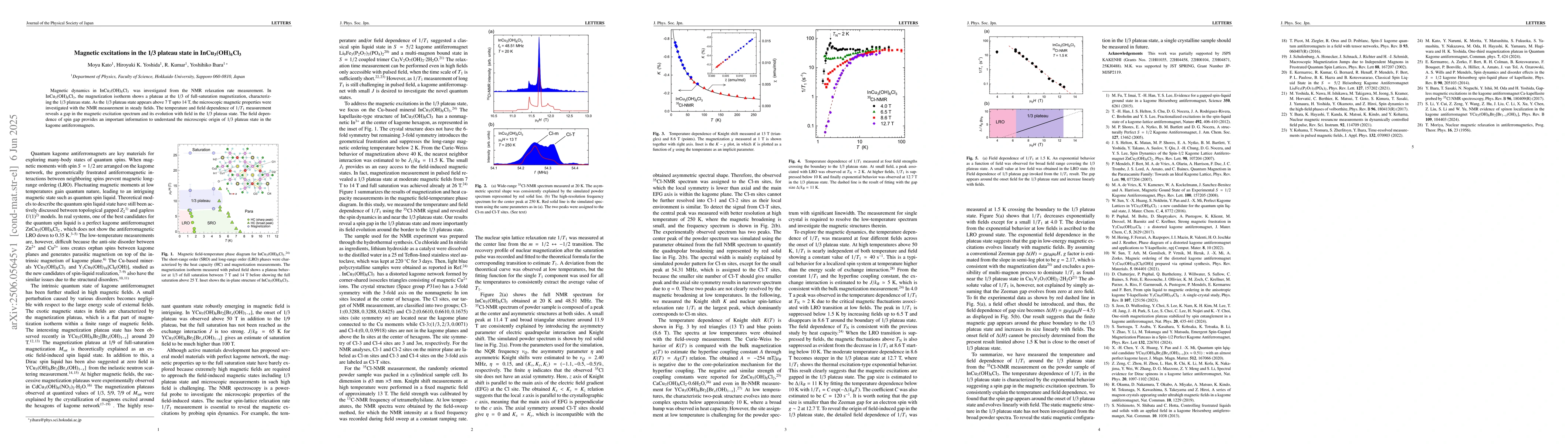 Thumbnail for Magnetic excitations in the 1/3 plateau state in InCu$_3$(OH)$_6$Cl$_3$