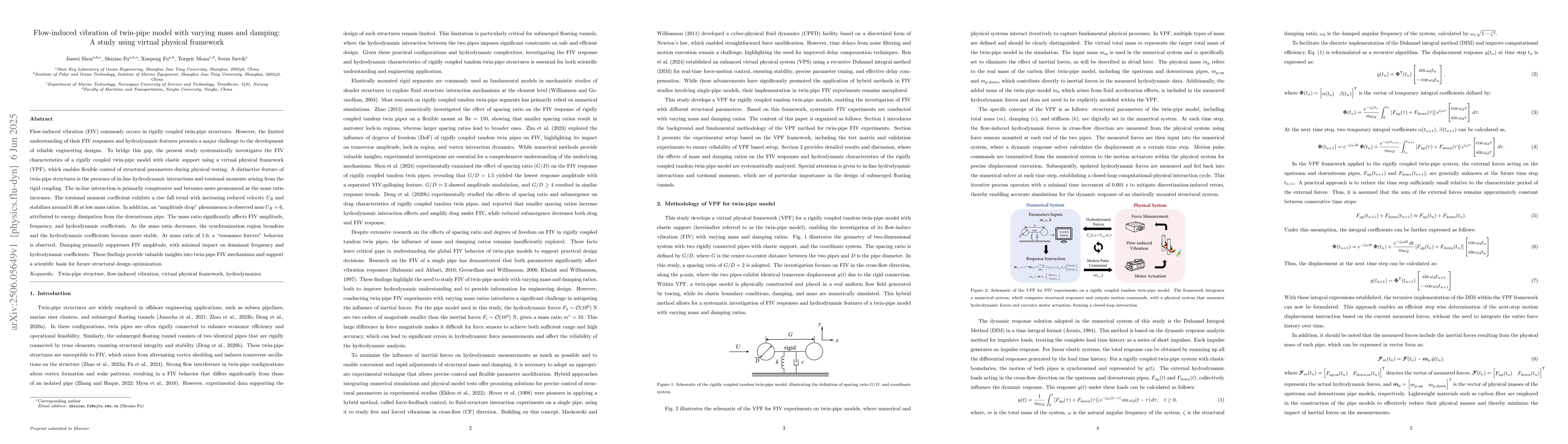 Thumbnail for Flow-induced vibration of twin-pipe model with varying mass and damping:
  A study using virtual physical framework