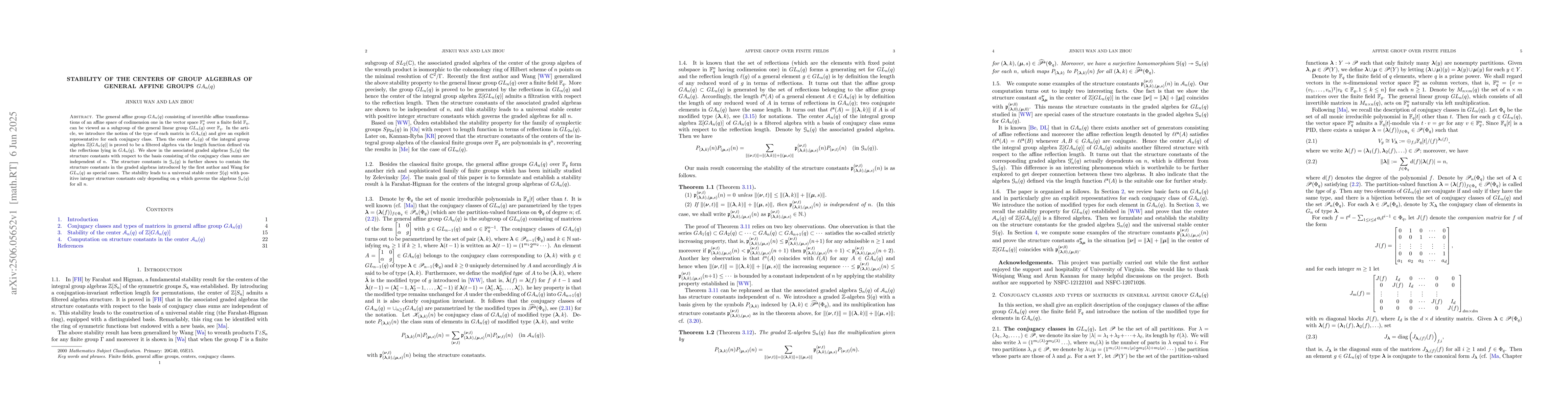 Thumbnail for Stability of the centers of group algebras of general affine groups
  $GA_n(q)$