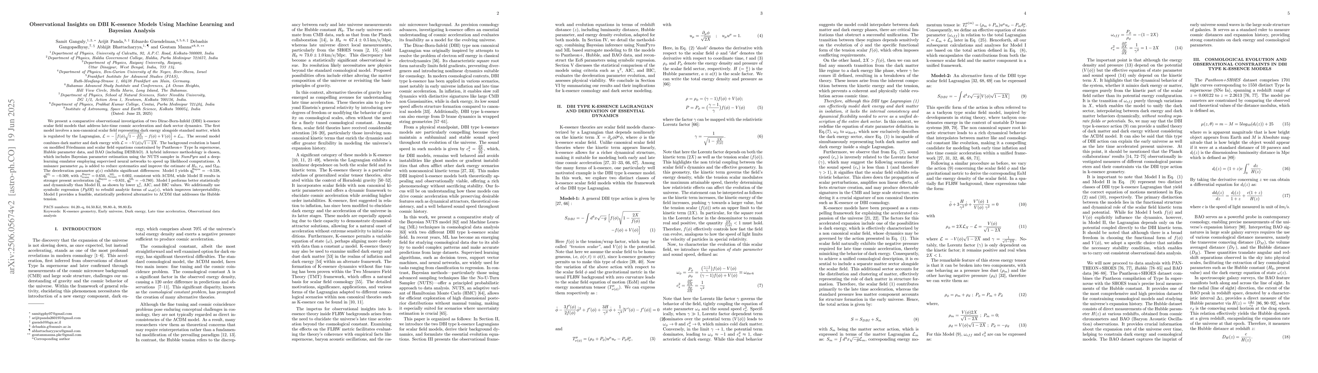 Thumbnail for Observational Insights on DBI K-essence Models Using Machine Learning
  and Bayesian Analysis