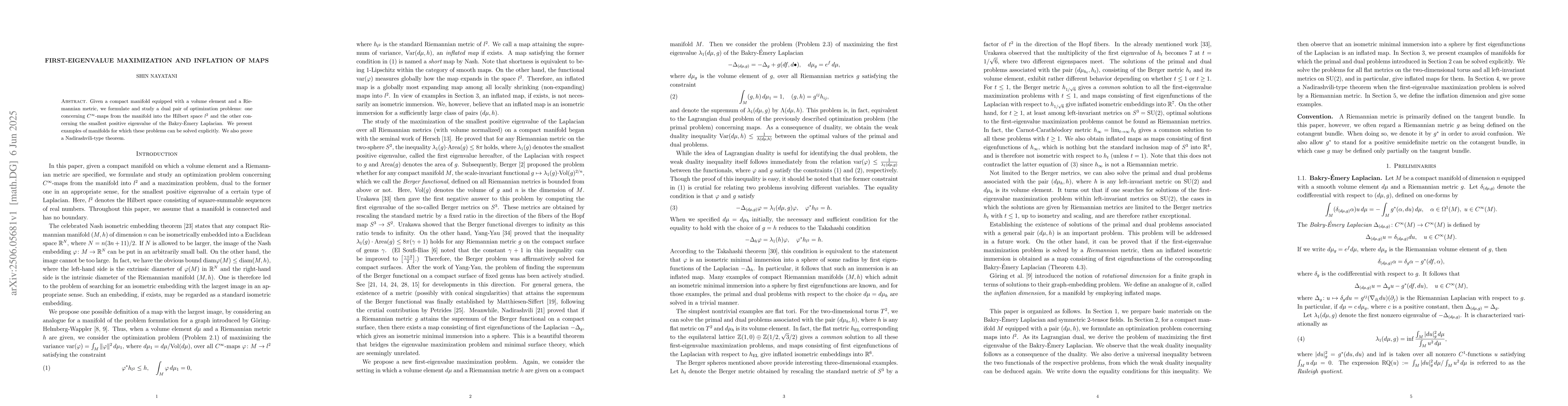 Thumbnail for First-eigenvalue maximization and inflation of maps