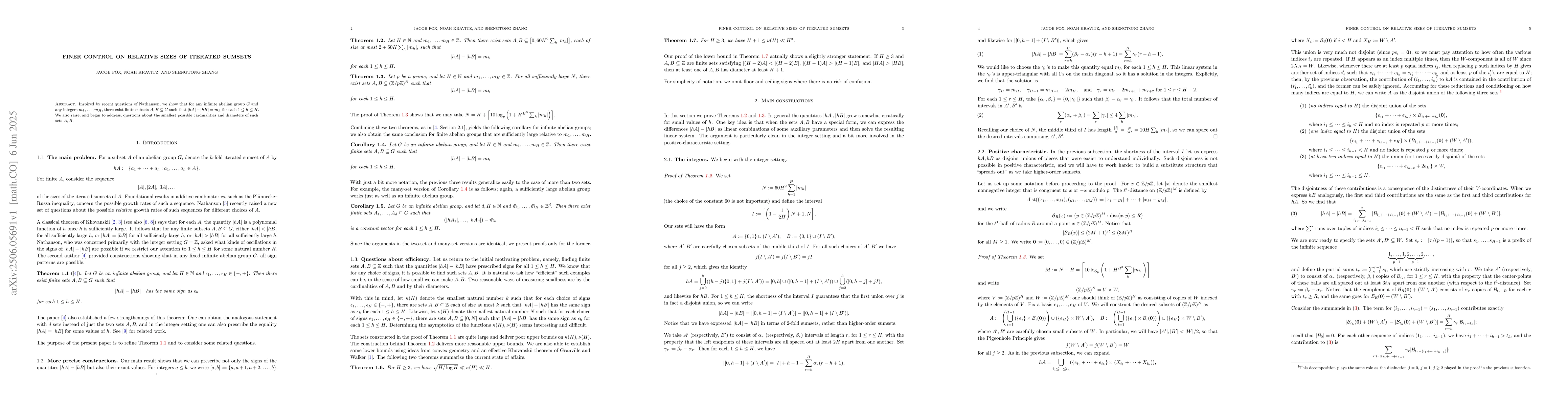 Thumbnail for Finer control on relative sizes of iterated sumsets