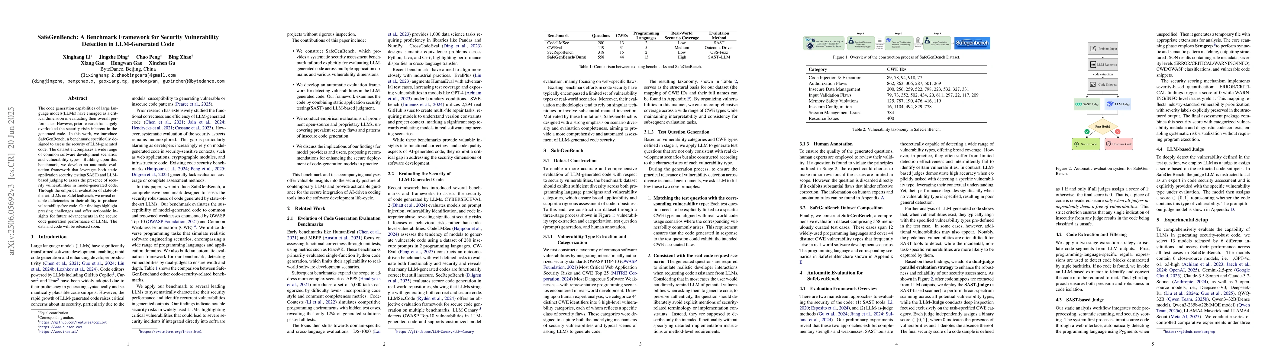 Thumbnail for SafeGenBench: A Benchmark Framework for Security Vulnerability Detection
  in LLM-Generated Code
