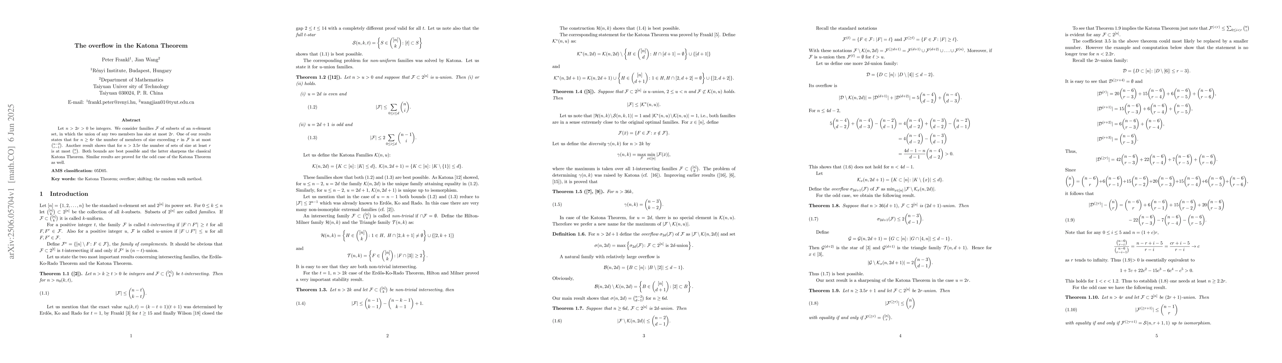 Thumbnail for The overflow in the Katona Theorem