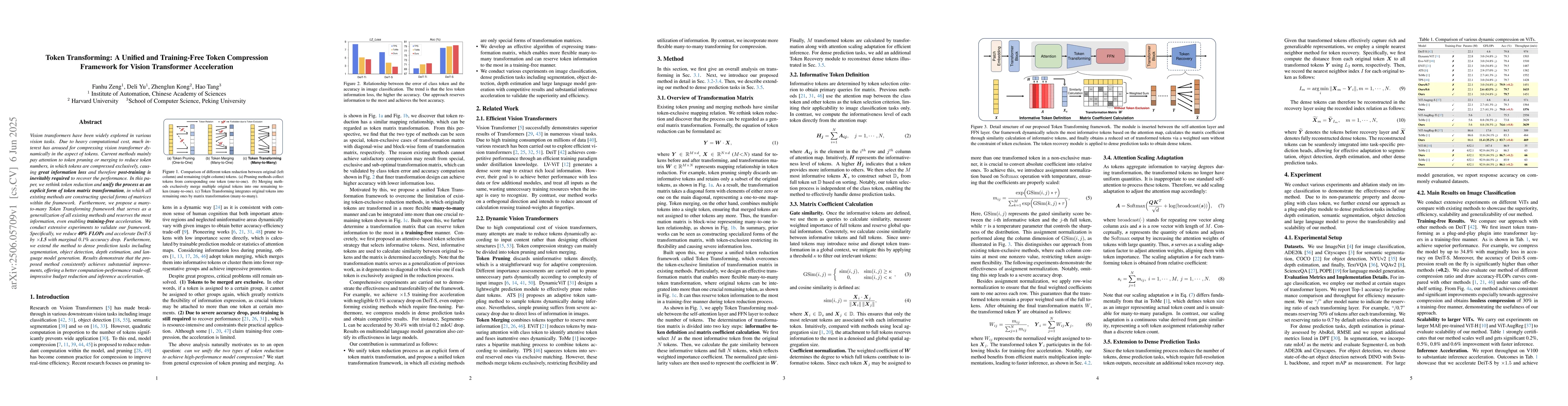 Thumbnail for Token Transforming: A Unified and Training-Free Token Compression
  Framework for Vision Transformer Acceleration