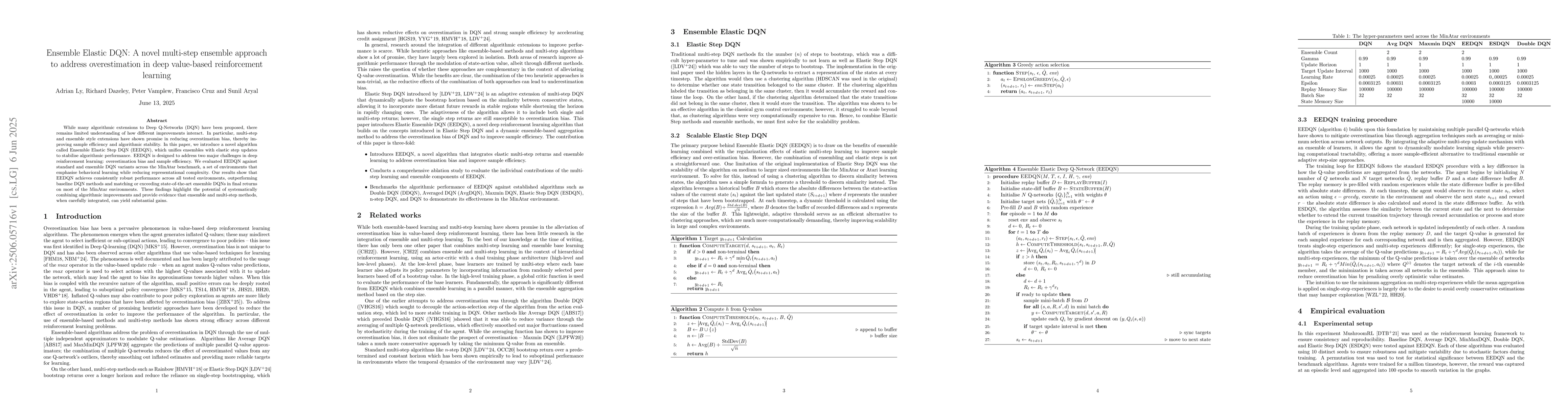 Thumbnail for Ensemble Elastic DQN: A novel multi-step ensemble approach to address
  overestimation in deep value-based reinforcement learning