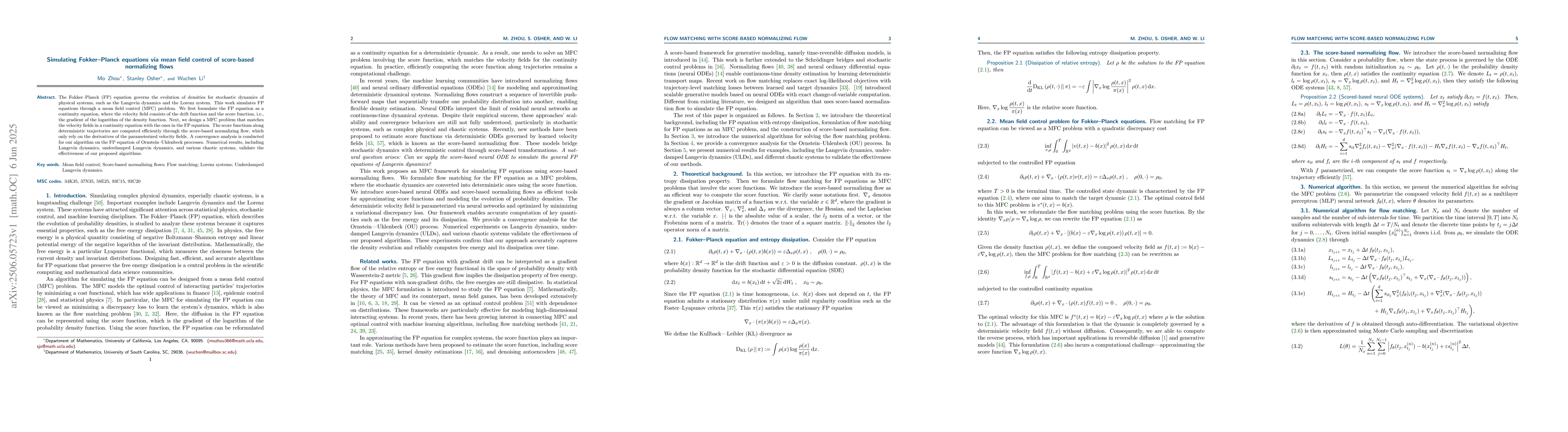 Thumbnail for Simulating Fokker-Planck equations via mean field control of score-based
  normalizing flows