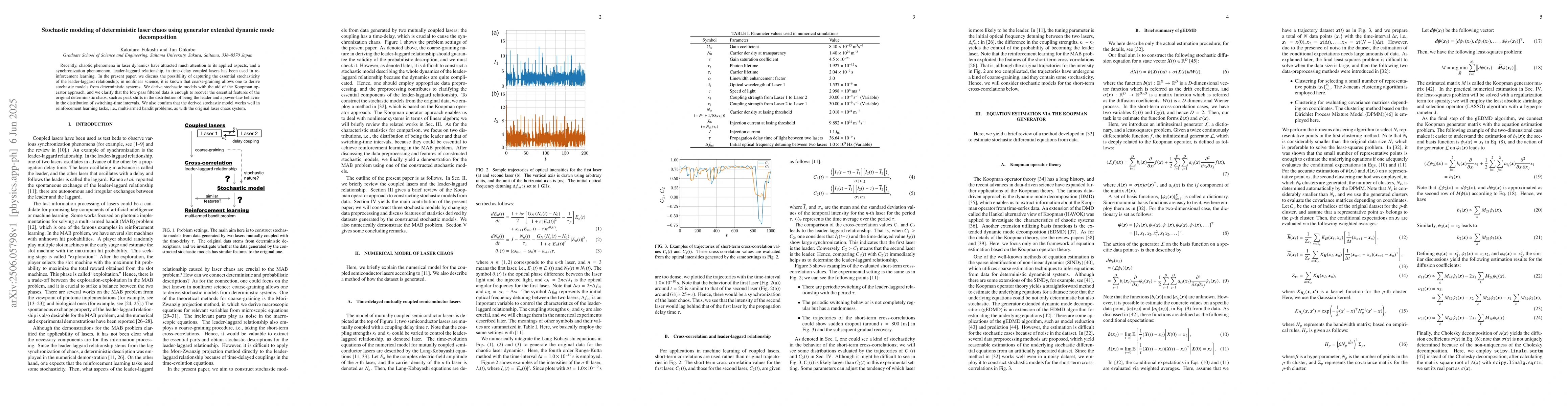 Thumbnail for Stochastic modeling of deterministic laser chaos using generator
  extended dynamic mode decomposition