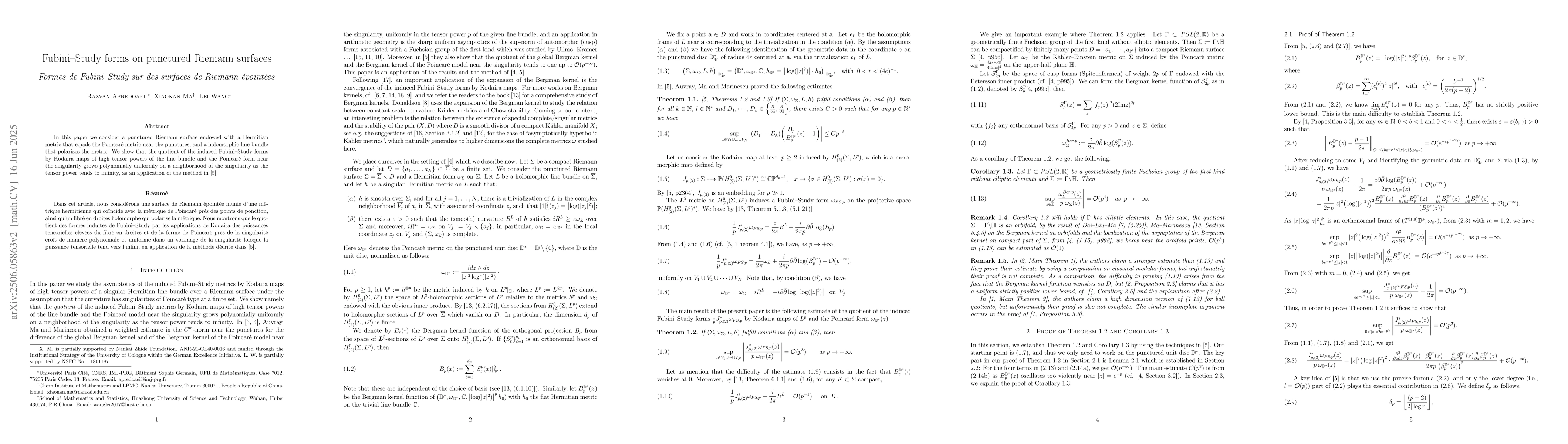 Thumbnail for Fubini-Study forms on punctured Riemann surfaces