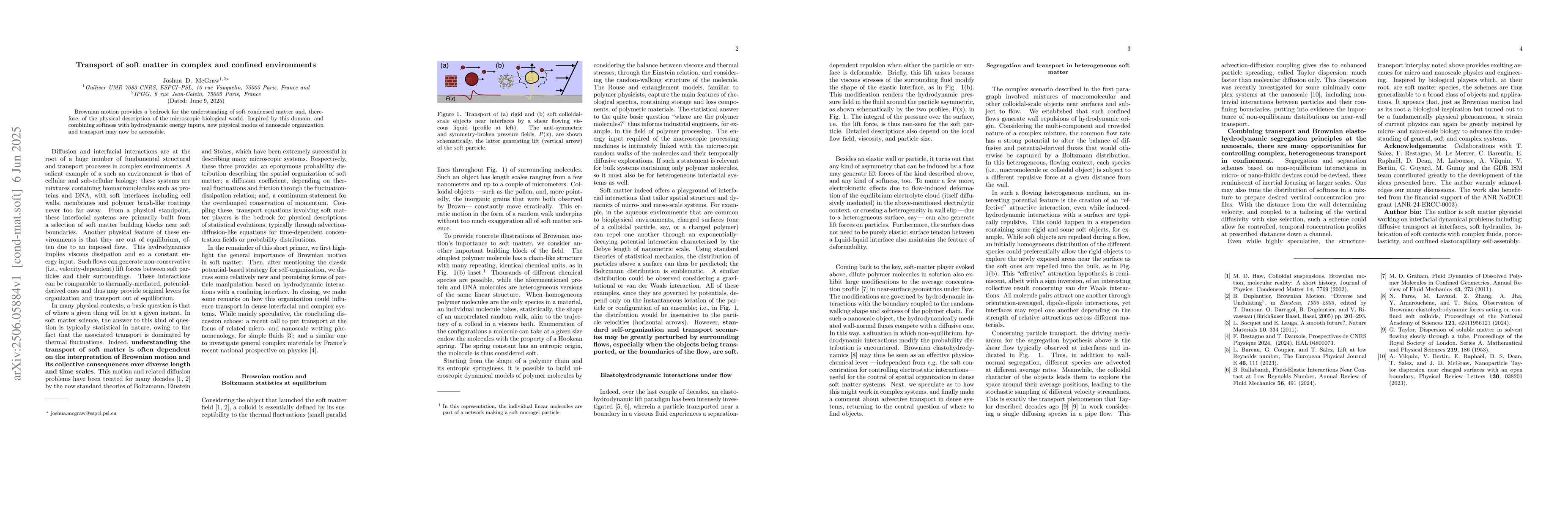 Thumbnail for Transport of soft matter in complex and confined environments