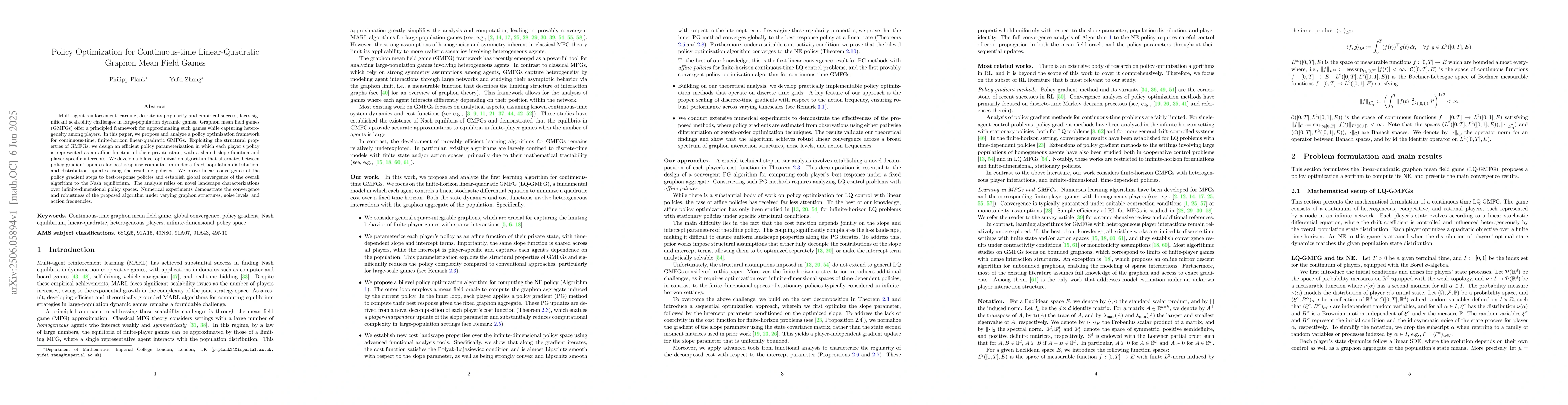 Thumbnail for Policy Optimization for Continuous-time Linear-Quadratic Graphon Mean
  Field Games