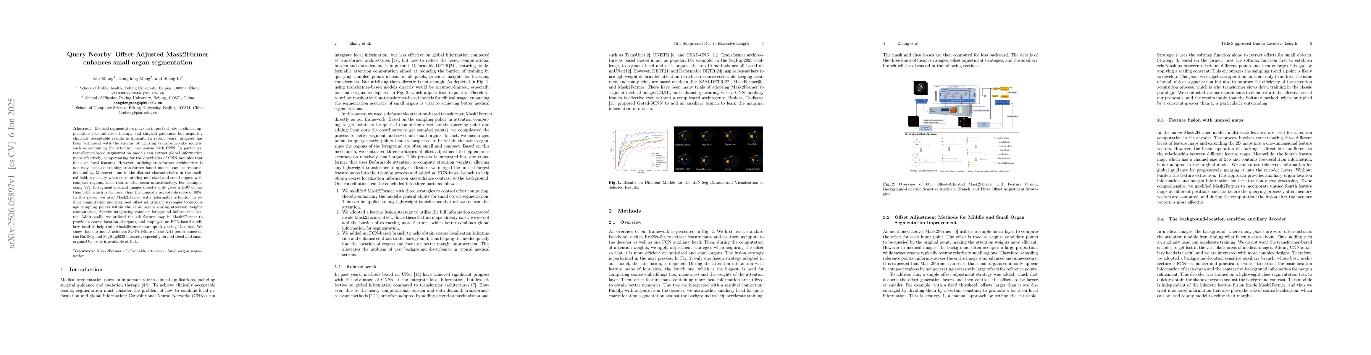 Thumbnail for Query Nearby: Offset-Adjusted Mask2Former enhances small-organ
  segmentation