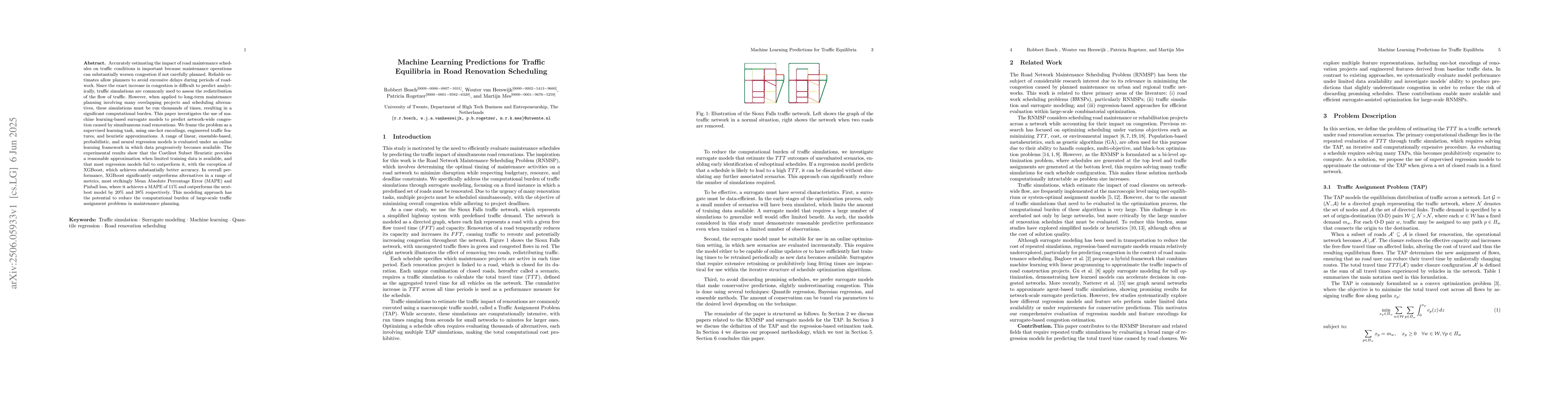 Thumbnail for Machine Learning Predictions for Traffic Equilibria in Road Renovation
  Scheduling