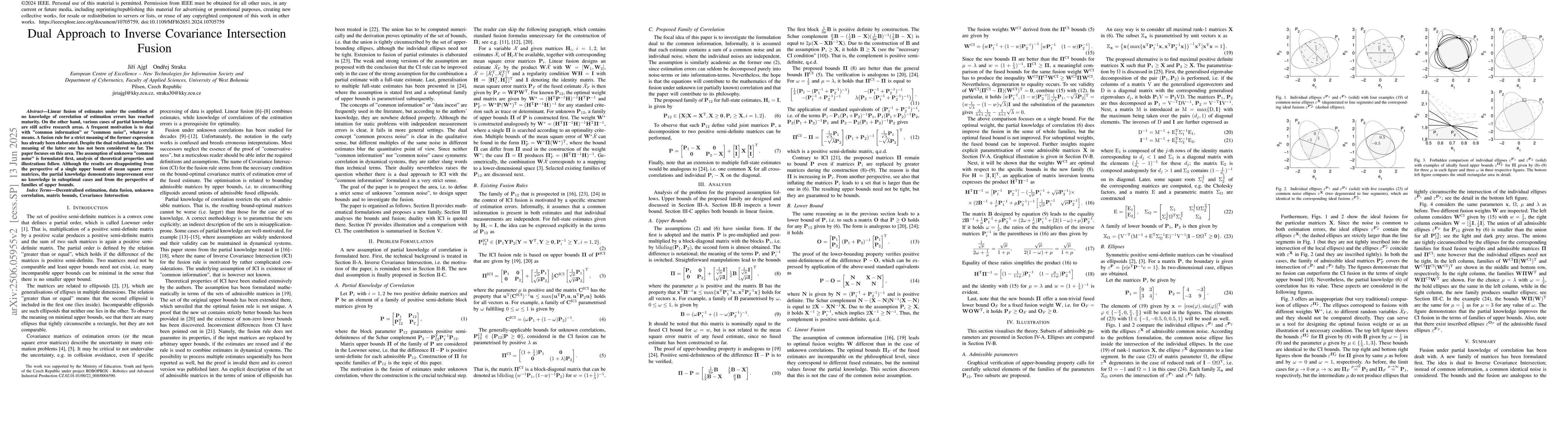 Thumbnail for Dual Approach to Inverse Covariance Intersection Fusion