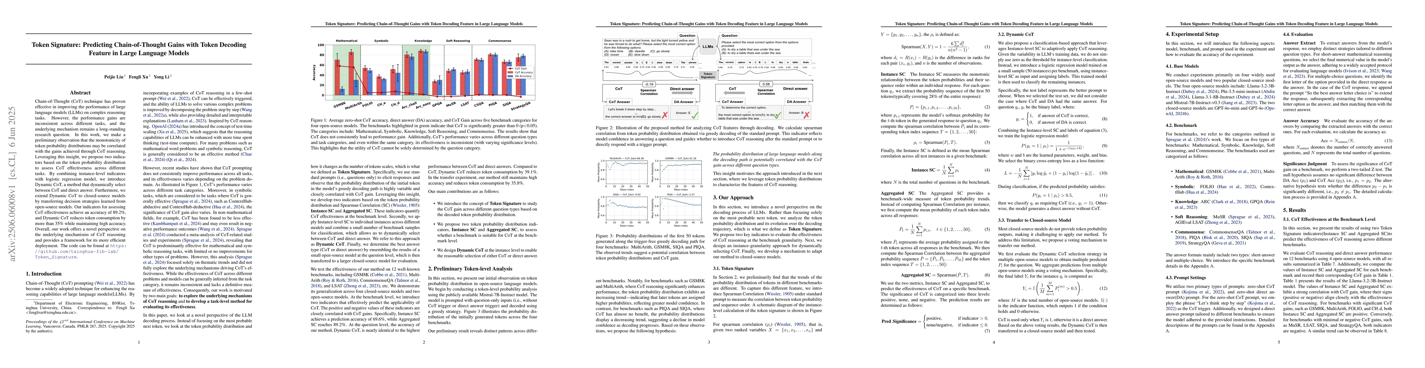 Thumbnail for Token Signature: Predicting Chain-of-Thought Gains with Token Decoding
  Feature in Large Language Models