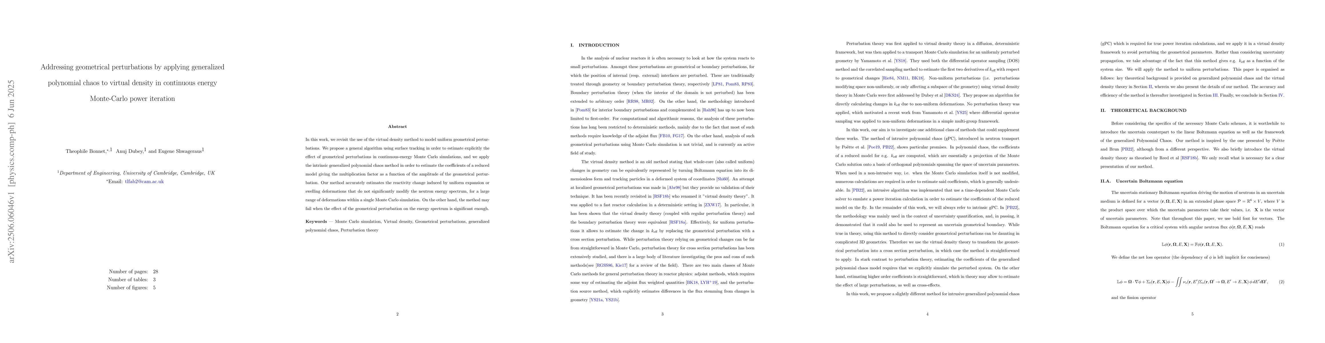 Thumbnail for Addressing geometrical perturbations by applying generalized polynomial
  chaos to virtual density in continuous energy Monte-Carlo power iteration