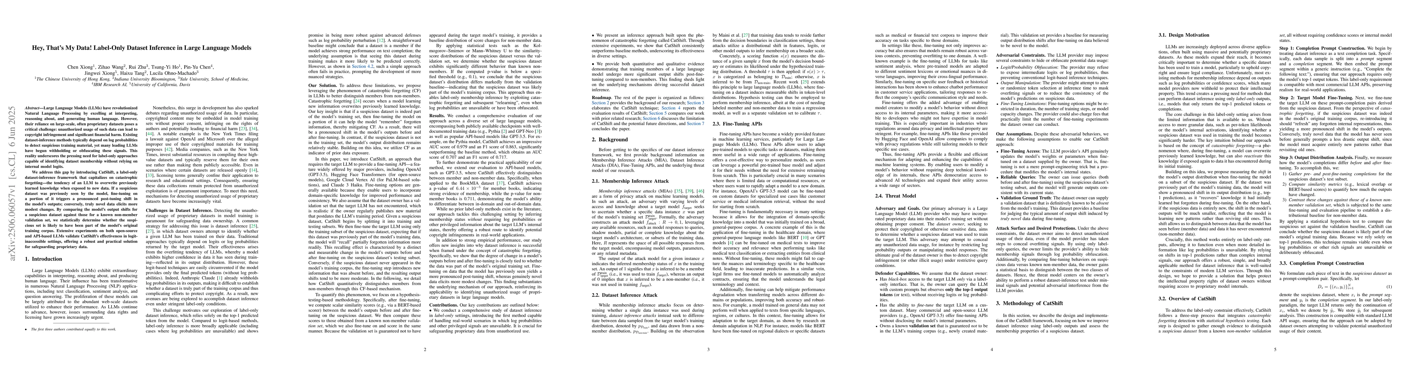 Thumbnail for Hey, That's My Data! Label-Only Dataset Inference in Large Language
  Models