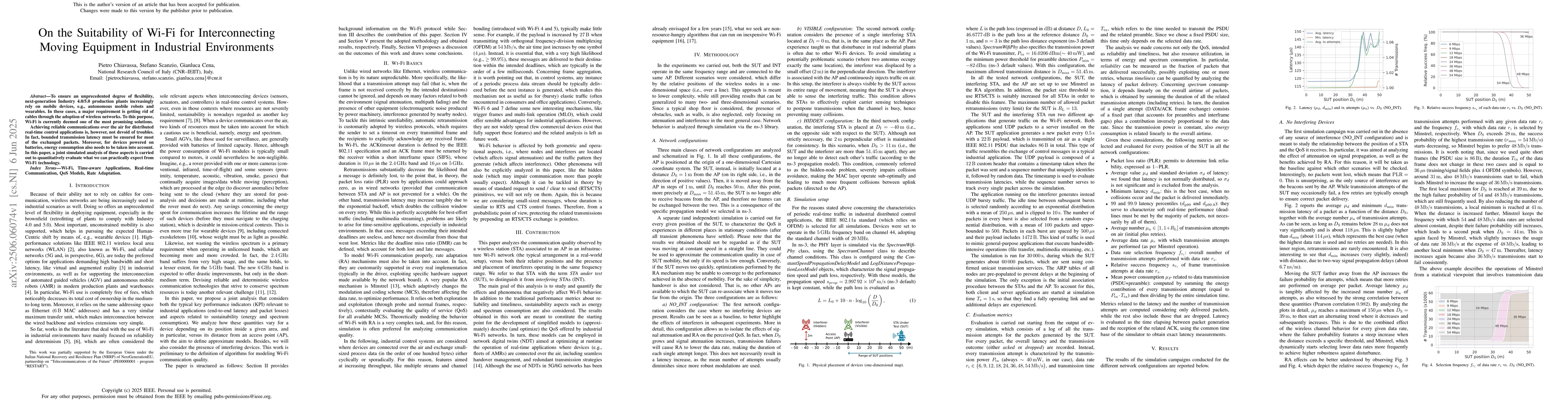 Thumbnail for On the Suitability of Wi-Fi for Interconnecting Moving Equipment in
  Industrial Environments