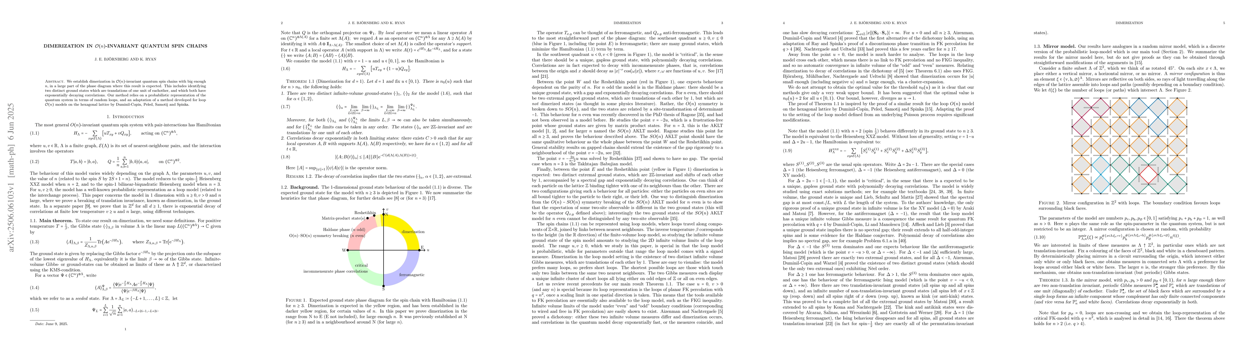 Thumbnail for Dimerization in $O(n)$-invariant quantum spin chains