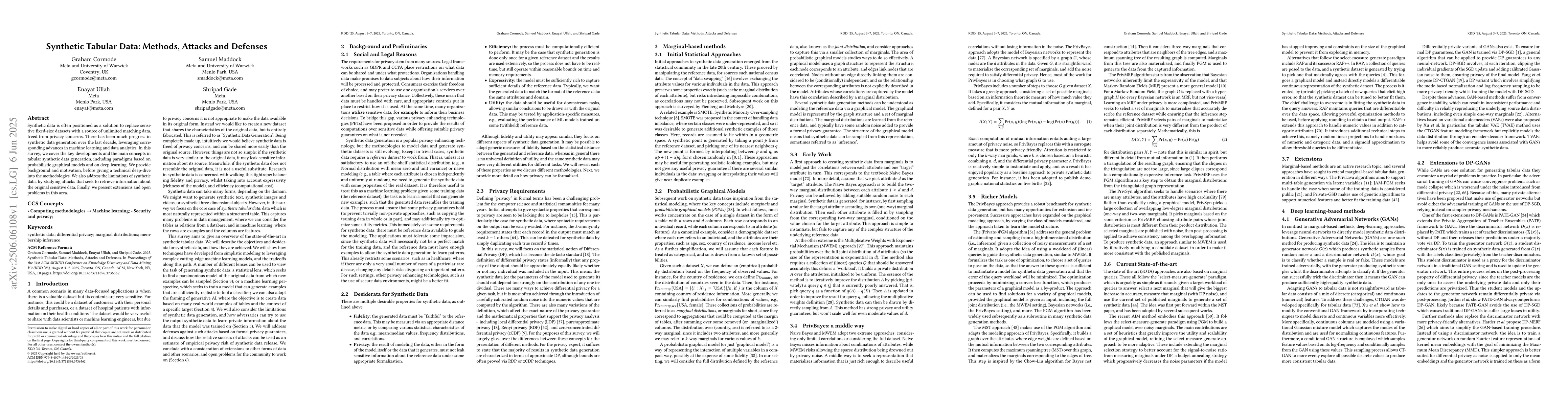 Thumbnail for Synthetic Tabular Data: Methods, Attacks and Defenses