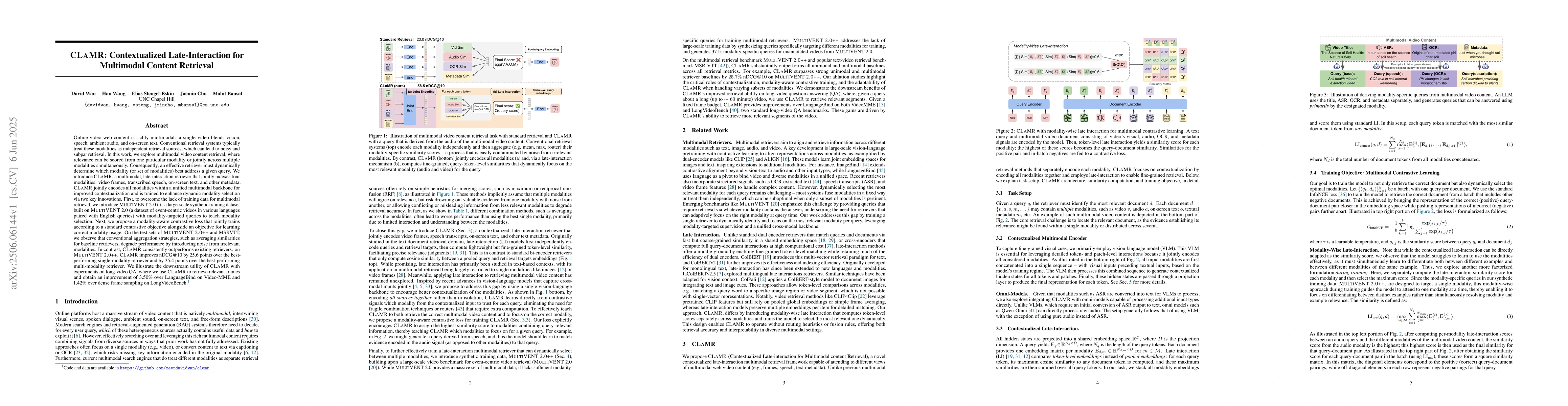 Thumbnail for CLaMR: Contextualized Late-Interaction for Multimodal Content Retrieval