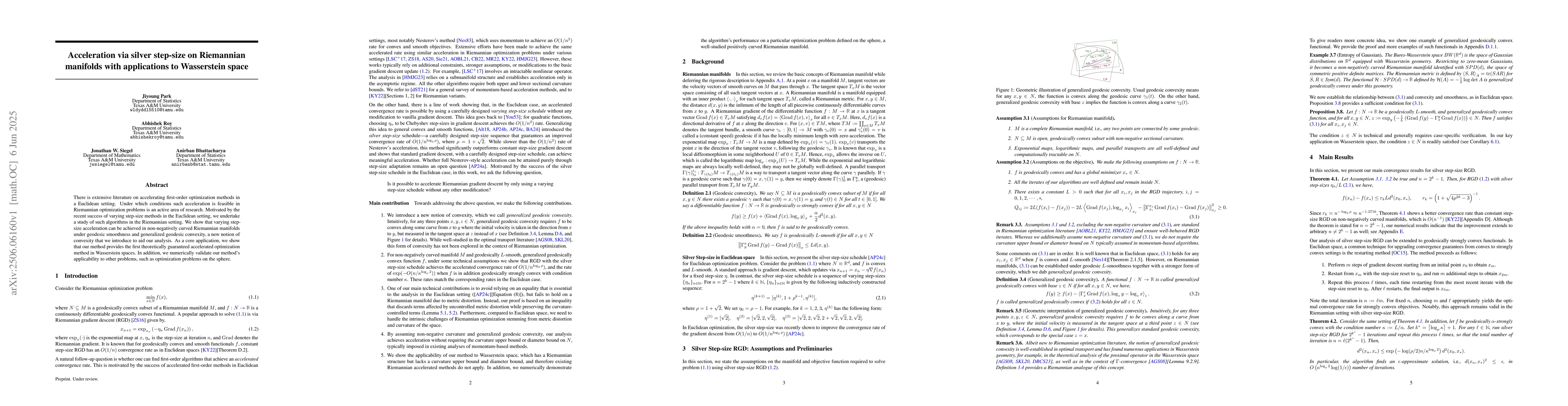 Thumbnail for Acceleration via silver step-size on Riemannian manifolds with
  applications to Wasserstein space