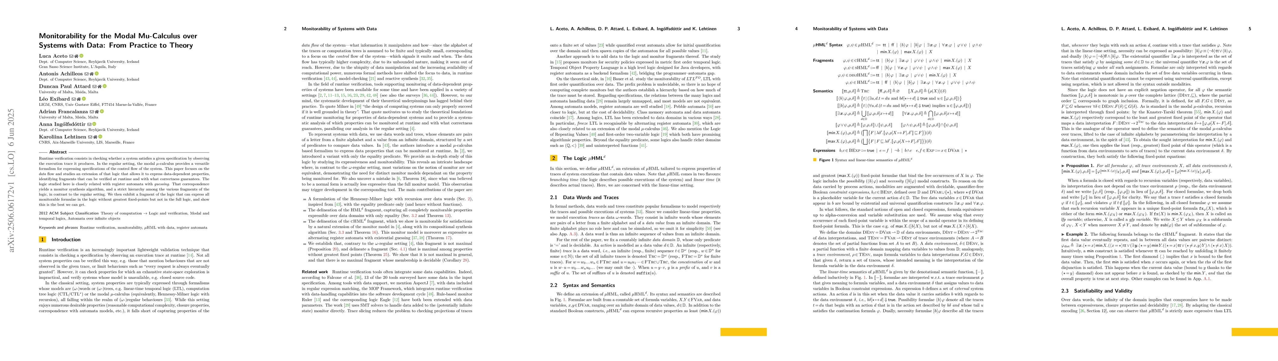 Thumbnail for Monitorability for the Modal mu-Calculus over Systems with Data: From
  Practice to Theory
