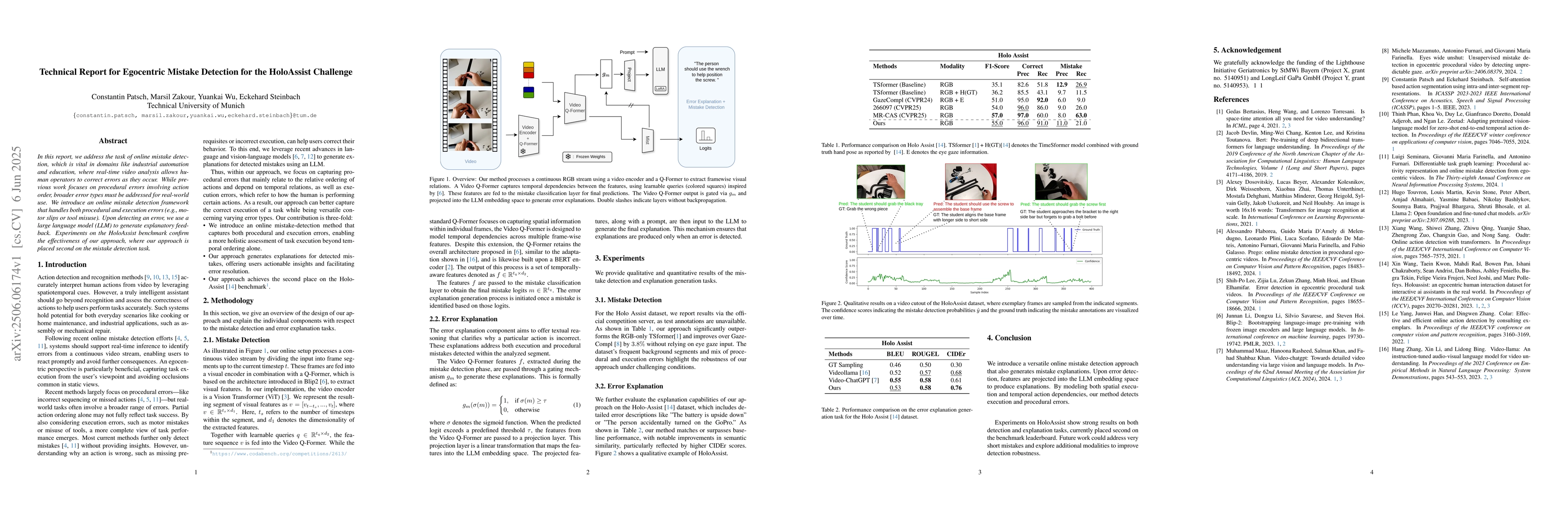 Thumbnail for Technical Report for Egocentric Mistake Detection for the HoloAssist
  Challenge
