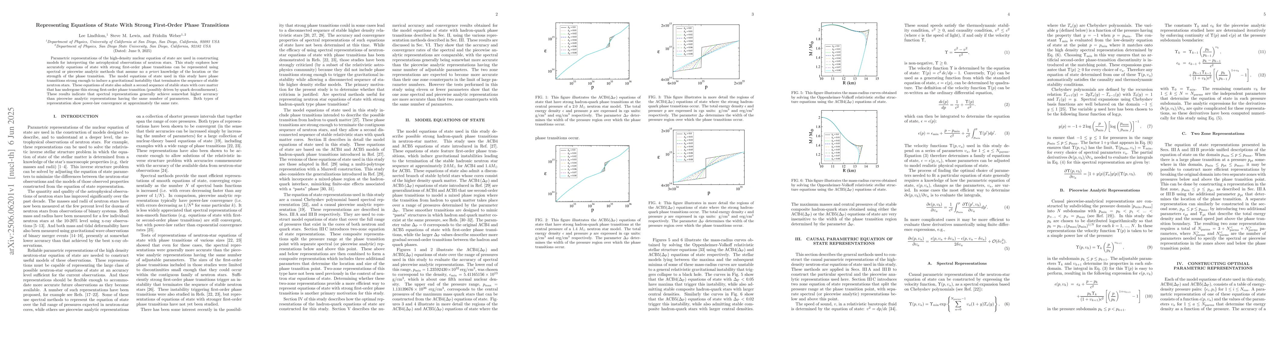 Thumbnail for Representing Equations of State With Strong First-Order Phase
  Transitions